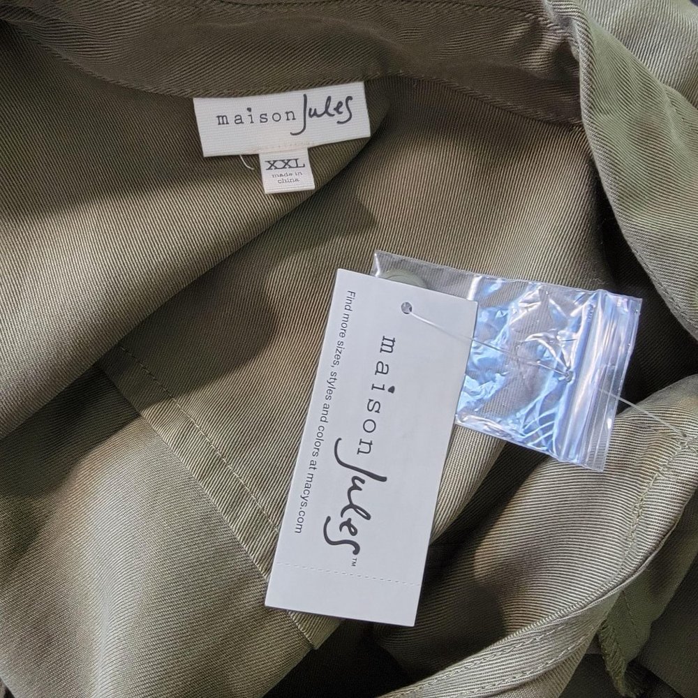 Maison Jules Plus Size Olive Green Utility-Pocket Shirt Dress Size XXL - Picture 10 of 12